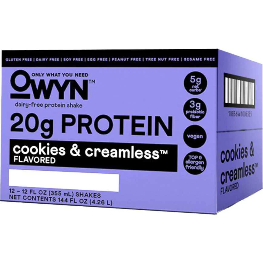 Owyn Protein Shakes Cookies & Creamless 12 pk. 12 oz.